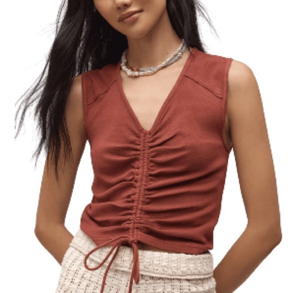Anthropologie Pilcro v neck Ruched tee size XS - Picture 1 of 2
